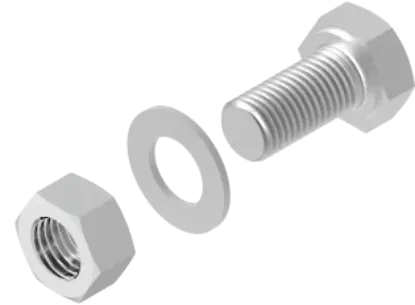 Зображення Болт + шайба + гайка (компл.)10x70 (651007)